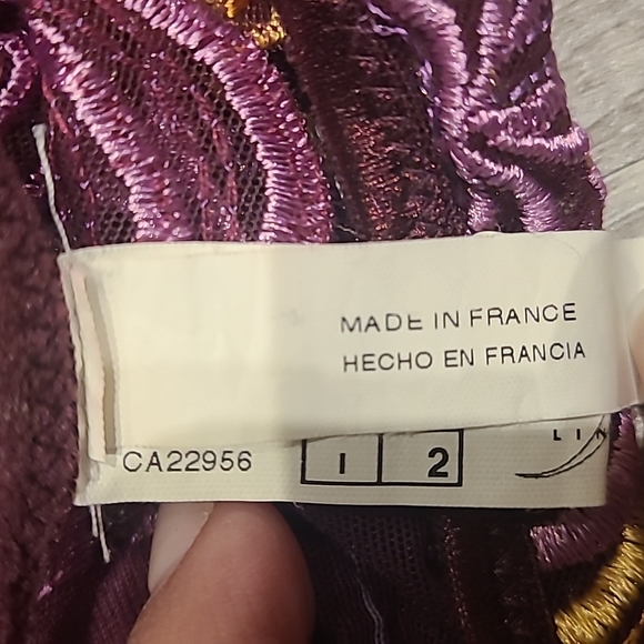 Simone Perele Set Bra 34B and panties Size S Plum pinstriped with embroidery - Picture 11 of 11